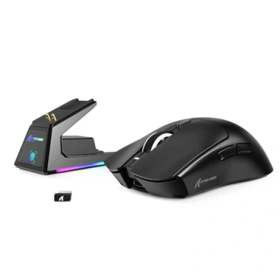 Image of MAMBASNAKE x ATTACK SHARK X1 Lightweight FPS Gaming Mouse with Charging Dock, 49g SUPERLIGHT, PAW3395 PRO Sensor 40K DPI, 1000Hz Polling Rate, BT/2.4G Wireless/Wired Office Mice for PC/Mac Black