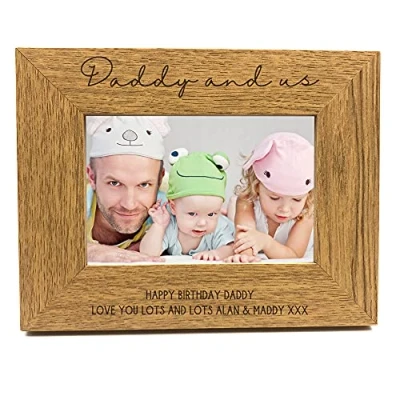 Image of Personalised Daddy and Us Photo Frame Gift Oak Wood Finish (5 x 7 Inch)