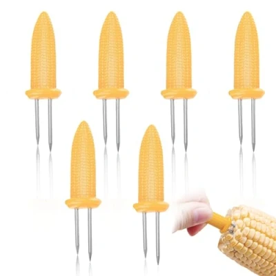 Image of 6 Pcs Corn Holders, on The Cob Skewers BBQ Skewers, Holder, Stainless Steel for Home Kitchen, Barbecue, Picnic