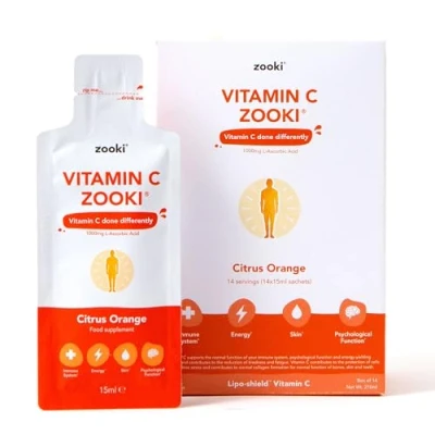 Image of Zooki Liposomal Vitamin C 1000mg Liquid 4X Higher Absorption Great Taste, Sugar Free, Vegan Alternative to High Strength Tablets Immune System Energy (Citrus Orange, 14 Servings)