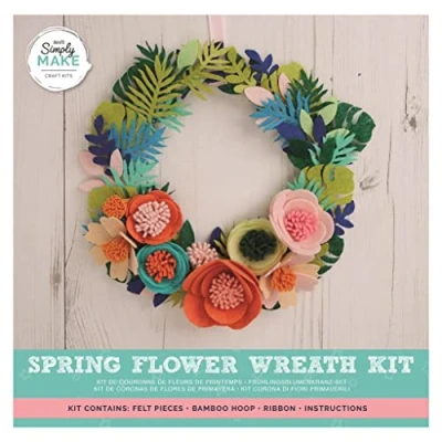 Image of Simply Make Spring Flower Wreath Craft Making Kit, Supplies For Adults And Teenagers, Makes A Great Gift, Hanging Decoration Home Decor, Beginner &amp; Experienced Crafter