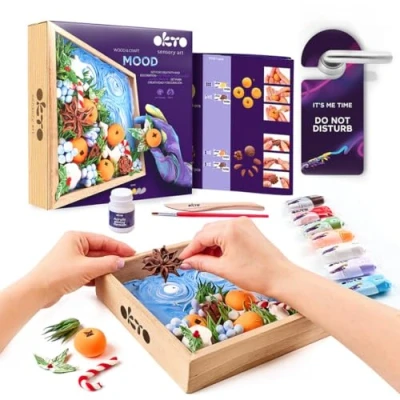 Image of OKTO Joy DIY 3D Painting, 21x21cm Air Dry Clay Kit Ideal Crafts for Adults and Kids, Perfect Creative Art Projects Home Décor