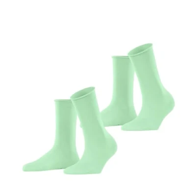 Image of ESPRIT Women&#039;s Basic Pure 2 Pack W SO Cotton Plain Pairs Socks, Green (After Eight 7134), 2.5 5