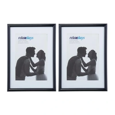 Image of Relaxdays Photo Frame Set of 2, 13 x 18 cm, Passepartout 9x13 Standing or Hanging, Black