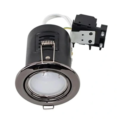 Image of MiniSun Fire Rated Black Chrome Tiltable GU10 Recessed Ceiling Downlight
