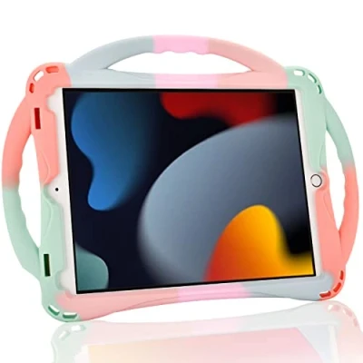 Image of Kids Case for iPad 10.2 9th Gen (2021)/8th (2020)/7th (2019), TopEsct Shockproof Handle Stand Compatible with 7th/8th/9th 10.2(Colorful Green)