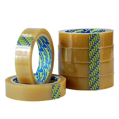 Image of 6 x Sellotape Original Golden Tape Roll Clear Non Static Easy Tear 24mm 50m No Need for Scissors Ideal Home, Office or School Use.
