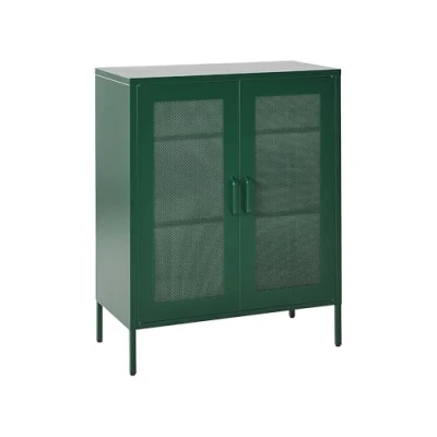 Image of Beliani Modern Industrial Steel Office Sideboard 2 Doors Shelves Green Wakatipu