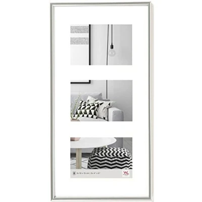 Image of walther Design Picture Frame Silver 3x 10x15 cm Gallery with PassepArtout, Galeria Plastic KS315S