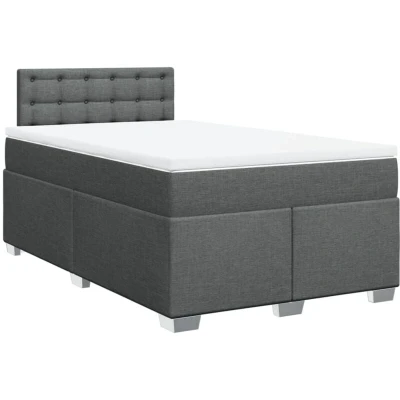 Image of vidaXL Box Spring Bed with Mattress Dark Grey 120x190 cm Fabric
