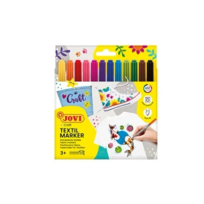 Image of Jovi Textile Set of 12 Fabric Pens, Assorted Colours (1410)