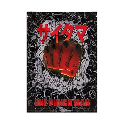 Image of Grupo Erik One Punch Man Decorative Flag 27.5 x 39.3 inches 70 100 cm Wall Tapestry Wallscroll Hanging scroll Poster Kakemono Decor