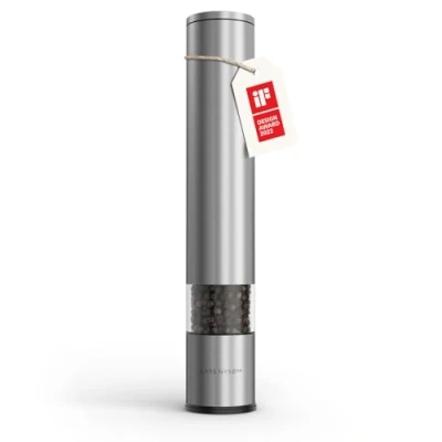 Image of LARS NYSØM Salt Pepper Mill Manual with Adjustable Ceramic Grinder from coarse to fine I Design Spice (Stainless Steel)