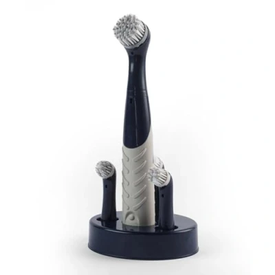 Image of Beldray LA030100FEU7 Deep Clean Scrubber Turbo Brush Electric Bathroom Cleaner with 4 Oscillating Heads, Non Slip Grip, Stand Included for Neat Storage, Fast Precision Cleaning, Navy
