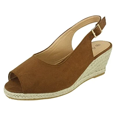 Image of Ladies Savannah Wide Fit Wedges F2295 Taupe Microsuede UK Size 3 EU 36 US 5