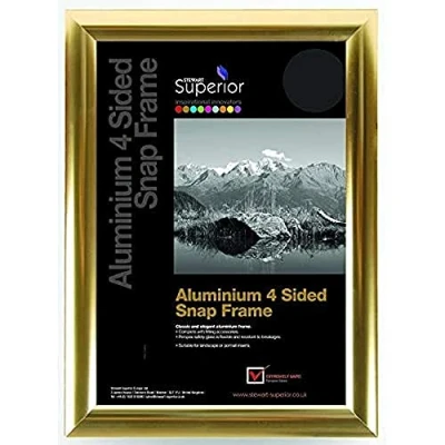 Image of Stewart Superior A1 Aluminium 4 Sided 25mm Front Loading Picture/Poster Snap Frame Polished Gold Finish