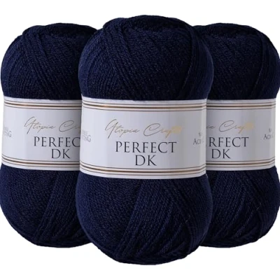Image of Utopia Crafts DK Double Knitting Yarn 3X 100g (Navy Blue)