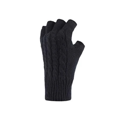 Image of HEAT HOLDERS Ladies Heatweaver Thermal Winter Warm Fingerless Gloves One Size (Black)