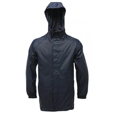 Image of Regatta Men&#039;s Mw248 54040 Plain Hooded Long Sleeve Jacket, Blue (Navy), X Small
