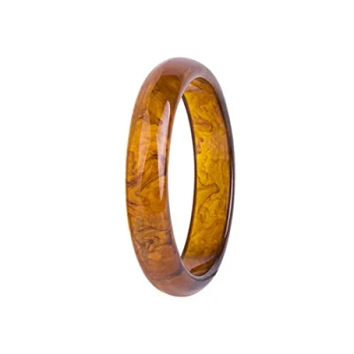 Image of Hyclam Classic Floral Print Bangle All match Niche Round Resin Bracelet Crafts for Wedding Engagement Party Anniversaries