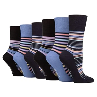 Image of Gentle Grip Sock Shop 6 Pairs Ladies Loose Soft Top Non Elastic Bamboo Socks (4 8, SOLRM40)