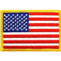 Image of Sew on Iron Embroidered Patch USA United States (Gold Border) American Flag (LARGE)