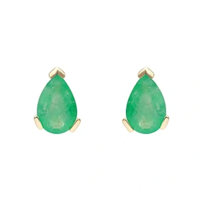 Image of Ivy Gems 9ct Yellow Gold Emerald Tear Drop Stud Earrings