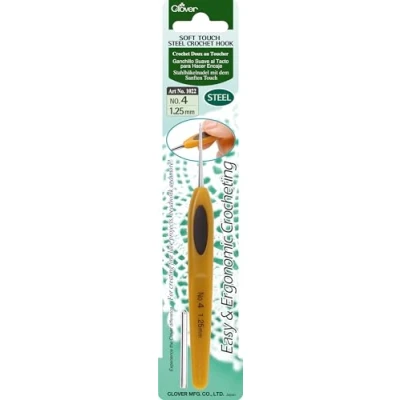 Image of clover Soft Touch Steel Crochet Hook: 1.25mm, Orange