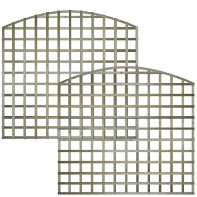 Image of Premier Garden Standard Trellis Panels 120mm Squares Arched Design Width: 6ft (183cm) x Height @ Shoulder: 5ft (150cm) + 20cm Arch on top Fence Panel Topper Wave affect with Concave