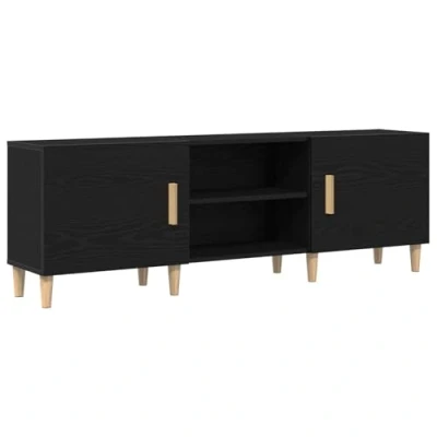 Image of vidaXL TV Stand Black Oak, 150x30x50 cm, Made of Engineered Wood
