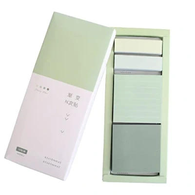 Image of Green Lined Sticky Notes Set, 240 Sheets Pastel Note Pads, Self Stick Index Tabs Memo Notepads for School, Office and Home