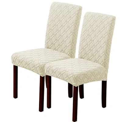 Image of LANSHENG Dining Chair Covers, Stretch Covers for Chairs, Removable Washable Seat Slipcovers Room, Kitchen (Set of 2, Beige)