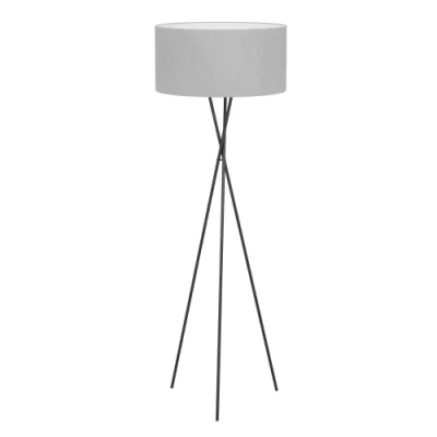 Image of EGLO Fondachelli floor lamp with grey linen shade