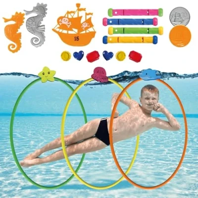 Image of OceanHunt® Underwater Diving Toys Complete Pool Game Set for Kids Pirate Treasure Hunt, Rings Outdoor Activity Games Children Water Toy 100% Fun OriginalCorner®