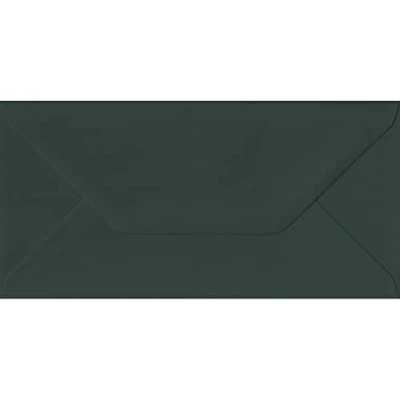 Image of Racing Green DL Dark Envelopes. 135gsm Colorplan Paper. 110mm x 220mm. Banker Gummed V Flap Envelope. Pack of 50.