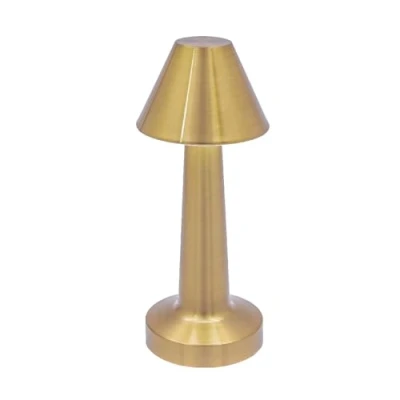 Image of Global Gizmos 66379 LED Table Lamp/USB Rechargeable Bedside Lamp/Warm White Light/Touch Operated Dimming/Brass Colour / 20cm x 9cm