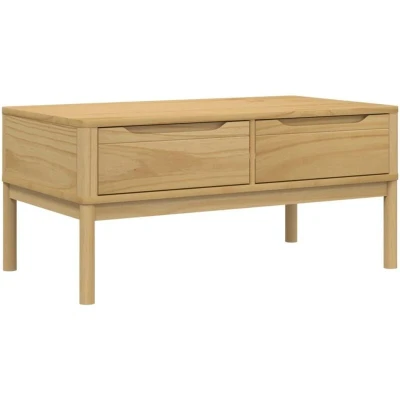 Image of vidaXL Coffee Table FLORO Wax Brown 99x55.5x45 cm Solid Pine Wood