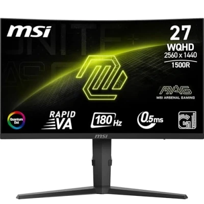 Image of MSI MAG 275CQRF QD E2 27 Inch WQHD Curved Gaming Monitor 1500R 2560 x 1440 Rapid VA Panel, 180 Hz / 0.5ms (GtG, Min.), Adaptive Sync DP 1.4a, HDMI 2.0b CEC