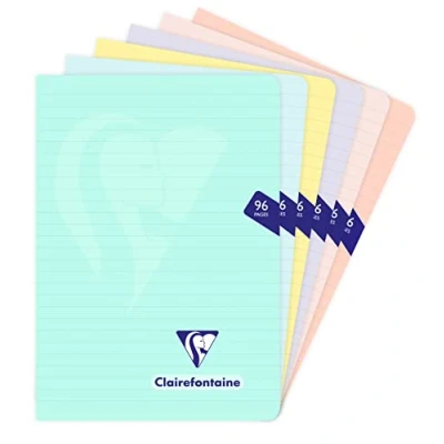 Image of Clairefontaine Ref 308686C Mimesys Opaque Polypro Pastel Stapled Notebook (96 Pages) A5 in Size, Lined Ruling, 90gsm Brushed Vellum Paper, Soft Cover Single Random Colour