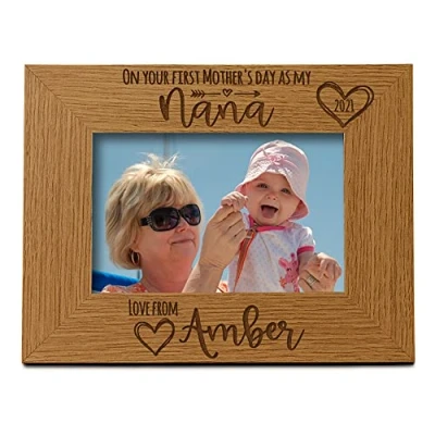 Image of ukgiftstoreonline Personalised First Mothers Day as a Nana Photo Frame Landscape (4 x 6 Inch)
