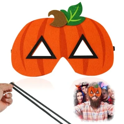 Image of HOVUK Halloween Pumpkin Mask, Adjustable Elastic Band, Kids Cosplay Masks Party Supplies, Ghost One Size Fit All Eye Felt Mask Favors Supplies