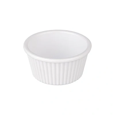 Image of TemoPlast Fluted Polycarbonate Ramekins 7cm 60ml Pack Quantity 10 Ramekins, Condiment Pots, Sauce Jam Dip Bowls (White)