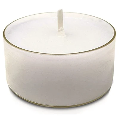 Image of Hyoola Pure Tealight Candles 100% Natural Pack of 60 Vegan Candle Tea Lights 4 Hour Burn Time Organic Tealights in Clear Cup