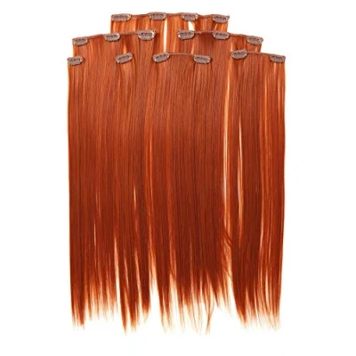 Image of Prettyland static free 20 inch 7 piece Clip In Set Straight long Extensions Hairpiece orange copper red R01