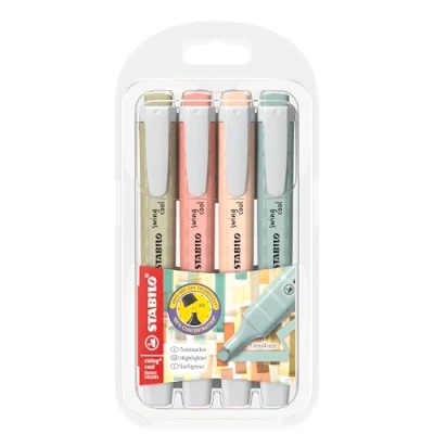Image of STABILO Highlighter swing cool NatureCOLORS Pack of 4 Mud Green, Sienna, Beige, Warm Grey