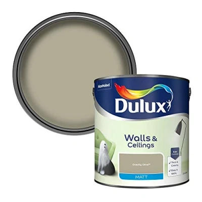 Image of Dulux Walls &amp; Ceilings Matt Emulsion Paint, Overtly Olive, 2.5 Litres