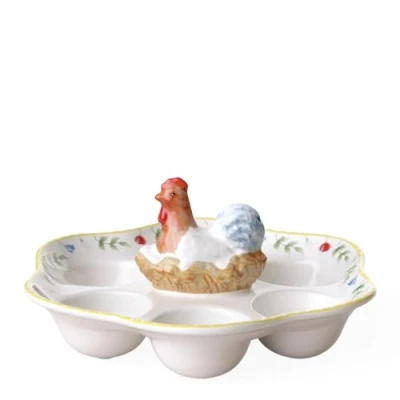 Image of Villeroy &amp; Boch Spring Awakening Egg Plate Rooster Hen 20 cm, Microwave Safe, Easter Decorations Home, Gifts for Adults, Premium Porcelain