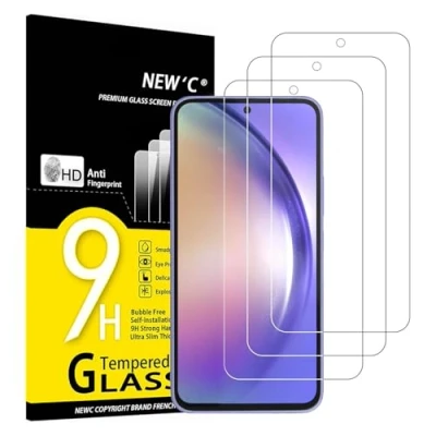 Image of NEW&#039;C 3 Pack Designed for Samsung Galaxy A54 5G Screen Protector Tempered Glass,Case Friendly Scratch proof, Bubble Free, Ultra Resistant