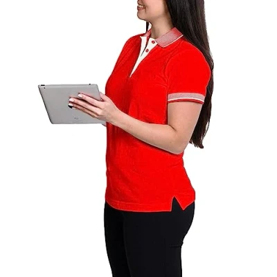 Image of True Face Ladies Polo Shirt Women Short Sleeve Pique Sports Tennis Tops Shirts Red S