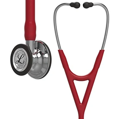 Image of 3M Littmann Cardiology IV Diagnostic Stethoscope, Mirror Finish Chestpiece and Stem, Burgundy Tube, Stainless Headset, 69 cm, 6170